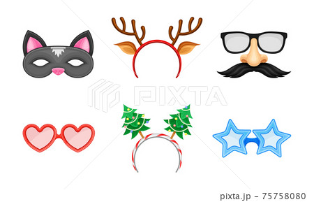 仮面 猫 お面 装飾のイラスト素材