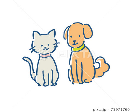 動物 仲良し 犬 猫のイラスト素材