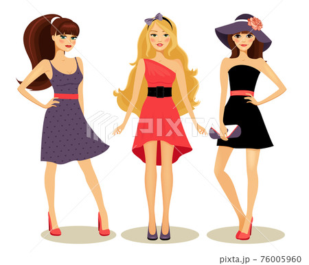 女性 おしゃれ ビューティー ドレスのイラスト素材