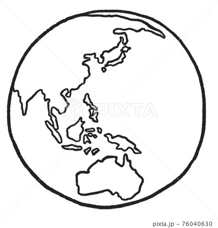 手描きの地球 白黒のイラスト素材
