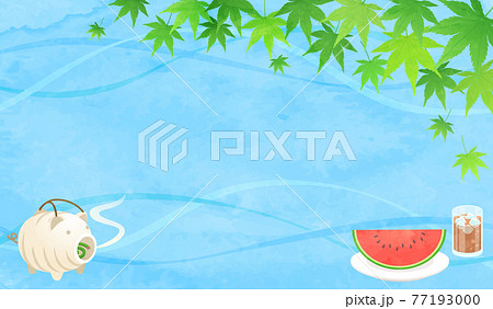 スイカ 水彩 イラスト 真夏の写真素材