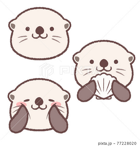 ラッコのアイコンセットのイラスト素材