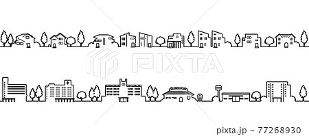 白黒 風景 イラスト 黒色のイラスト素材