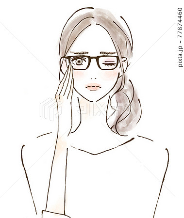 メガネ女子のイラスト素材