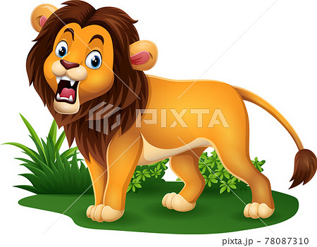 動物 漫画 ライオン 吠えるのイラスト素材
