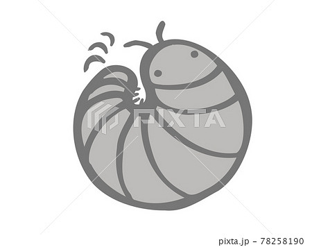 かわいい丸いダンゴムシ 虫 生き物 手書きイラストのイラスト素材