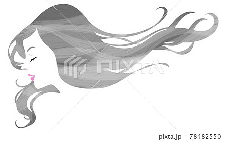 人物 女性 風になびく髪 ロングヘアーのイラスト素材
