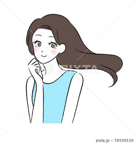 女性 髪 長髪 なびくのイラスト素材