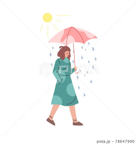 女性 雨 傘 憂鬱のイラスト素材