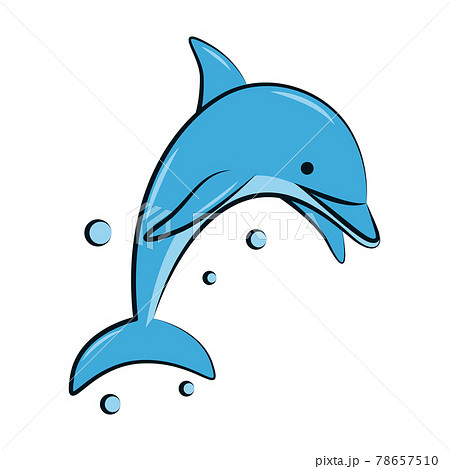 ジャンプ 水しぶき イルカ イラストのイラスト素材