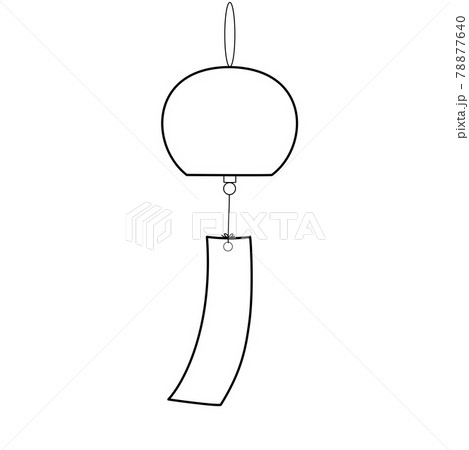 吊るした無地の風鈴の線画イラストのイラスト素材