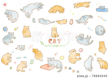 猫 あくび かわいい ネコのイラスト素材