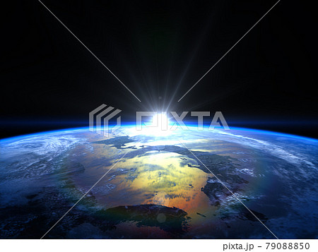 地球と宇宙からの夜明け ライジングサンのイラスト素材