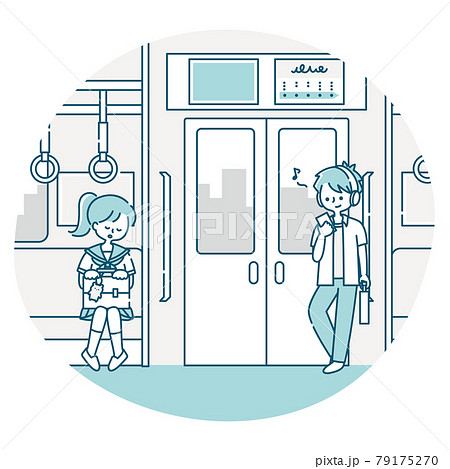 電車車内のイラスト素材