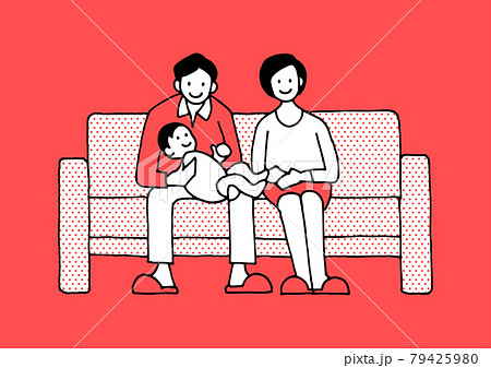 ソファー 座る 男性 人物のイラスト素材