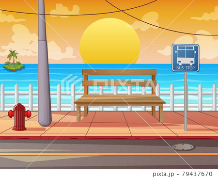 停留所 バス停 椅子 ベンチのイラスト素材