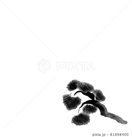 松 水墨画 イラスト 墨のイラスト素材