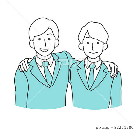 肩組み 友達 二人のイラスト素材