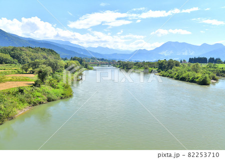 飯山市 千曲川 川 風景の写真素材 - PIXTA