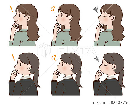 悩む 考える 女の子 思案のイラスト素材