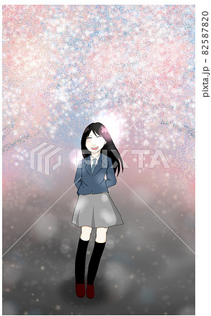 高校生 桜 女の子 卒業のイラスト素材