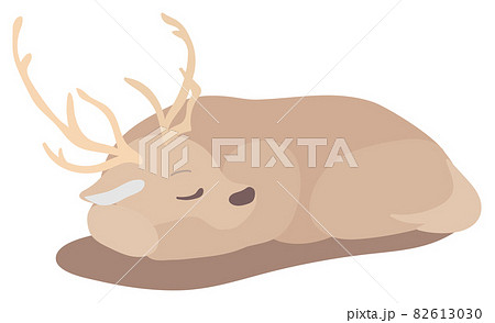 鹿 動物 リラックス 寝るのイラスト素材