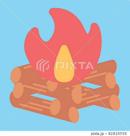 キャンプファイヤー キャンプ 焚き火 たきびのイラスト素材
