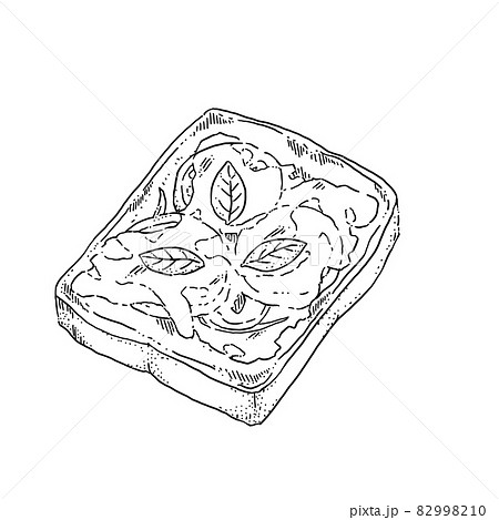 線画 トマト 白黒 食べ物のイラスト素材