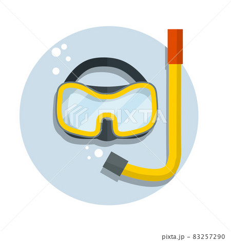 Diving mask and fins, isolated vector illustration, black