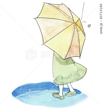 傘 雨 日傘 女の子のイラスト素材