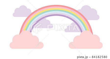 ゆめかわいい パステルカラー 虹 雲のイラスト素材