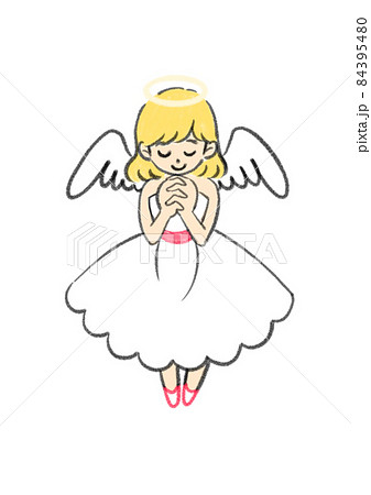エンジェル 祈る 天使 女の子のイラスト素材