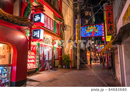 ネオン街の写真素材