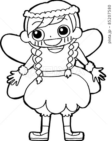 子ども 幼稚園児 かわいい モノクロのイラスト素材