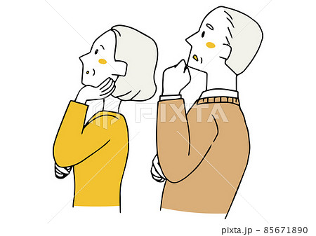 女性 シニア おばあちゃん 横顔 人物 祖母のイラスト素材