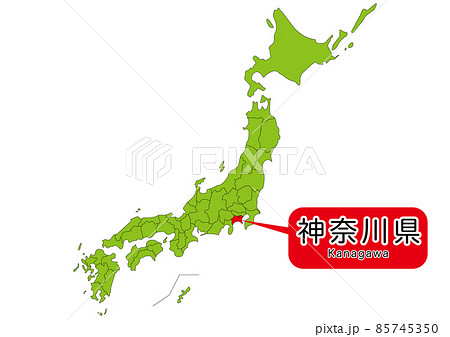 神奈川県地図のイラスト素材