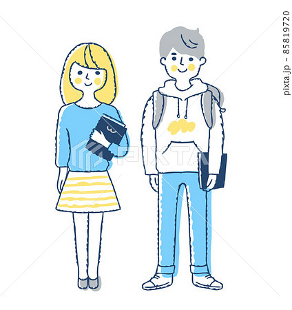 男女 カップル 男の子 女の子のイラスト素材