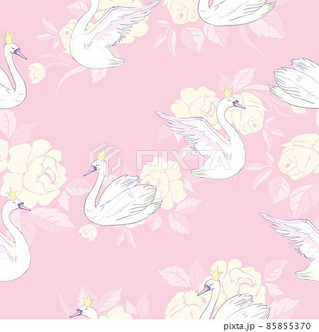 background wallpaper swan pink love Illustrations - PIXTA