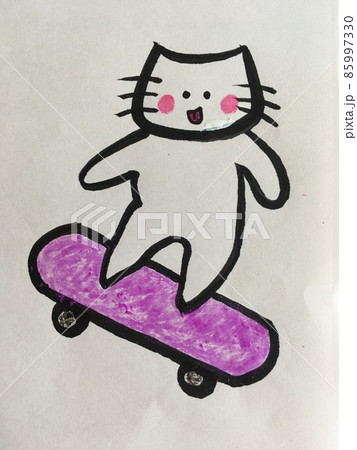 猫 スケボー スケートボード 動物のイラスト素材 - PIXTA