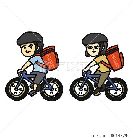 自転車 乗り物 イラスト 手書きのイラスト素材