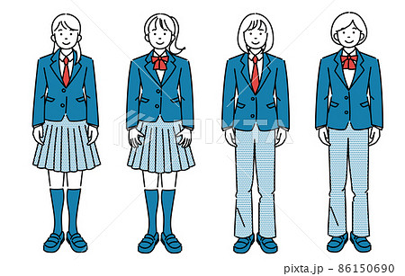 ブレザー 女の子のイラスト素材
