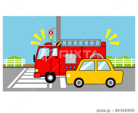 消防車 かわいいのイラスト素材