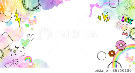 原宿系 カラフルのイラスト素材