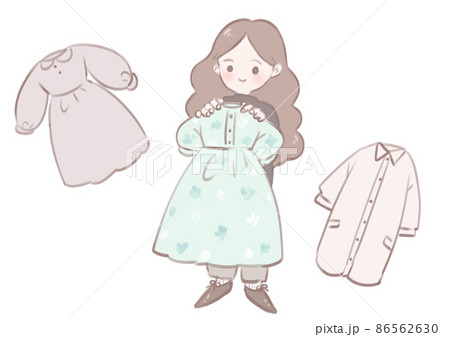 女の子 春服 おしゃれ イラストのイラスト素材