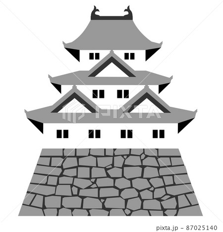 日本の城 お城 石垣のイラスト素材