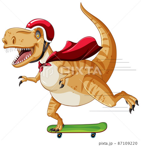 スケボー スケートボード 恐竜 ティラノサウルスのイラスト素材 - PIXTA