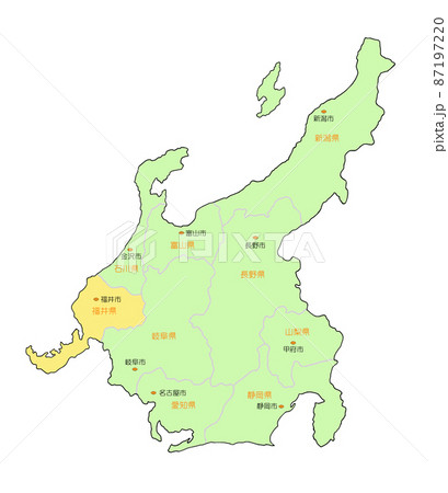 北陸地方 日本列島 日本地図 日本のイラスト素材