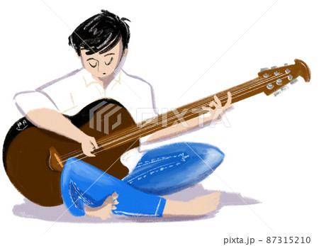ギターを弾く男性のイラスト素材