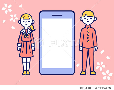スマホ スマートフォン 高校生 中学生のイラスト素材