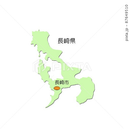 長崎県 長崎 マップ 地図のイラスト素材